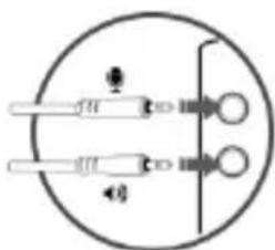Diagram showing two labeled components with arrows and symbols, possibly representing a mechanical or electrical component.