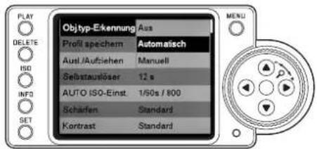 OBJtyp-Erkennung Profil spechem Aust/Aufziehen Selbatauflöser AUTO ISO-Einst Schäferen Kortrast Automatisch Manuell 12 s 1/50s / 800 Standard Standard