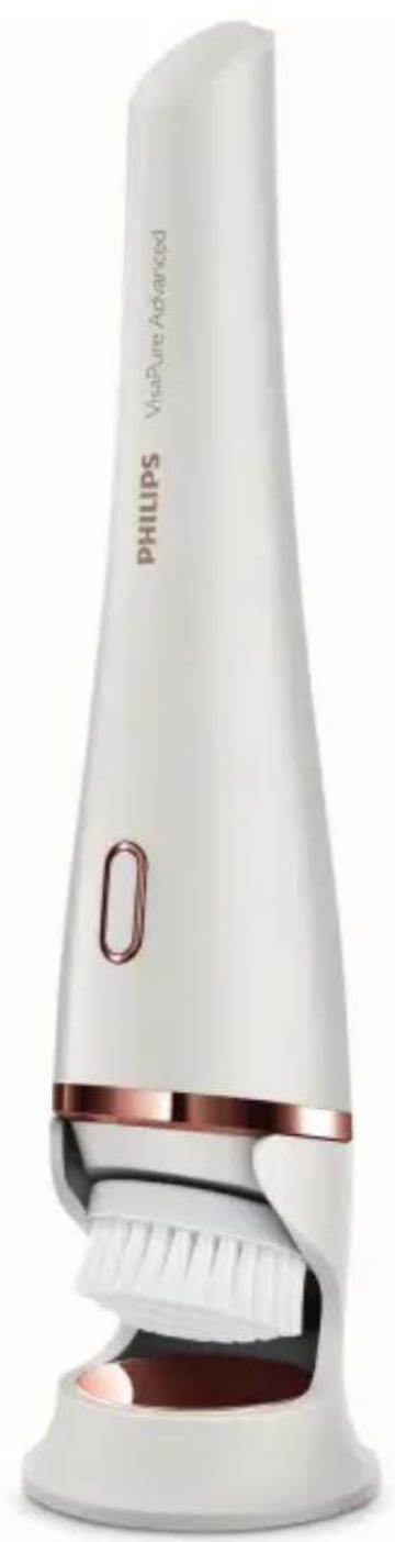 White Philips VisaPure Advanced brush tool with a circular handle and toothbrush (no text or symbols on the tool itself)