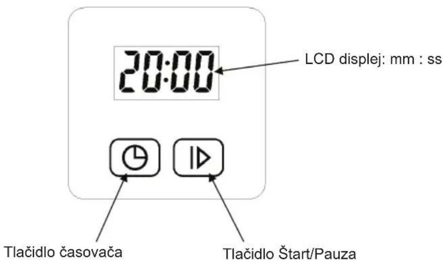 LCD displej: mm : ss 20:00 Tlačidlo časovača Tlačidlo Štart/Pauza