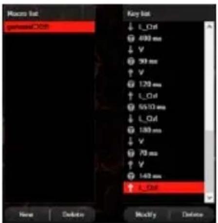 Mosc list motorbox Key list ↓ L_Ctrl ○ 400 ms ↓ V ○ 50 ms ↑ V ○ 120 ms ↑ L_Ctrl ○ 5513 ms ↓ L_Ctrl ○ 180 ms ↓ V ○ 70 ms ↑ V ○ 140 ms ↑ L_Ctrl New Delete Modify Delete