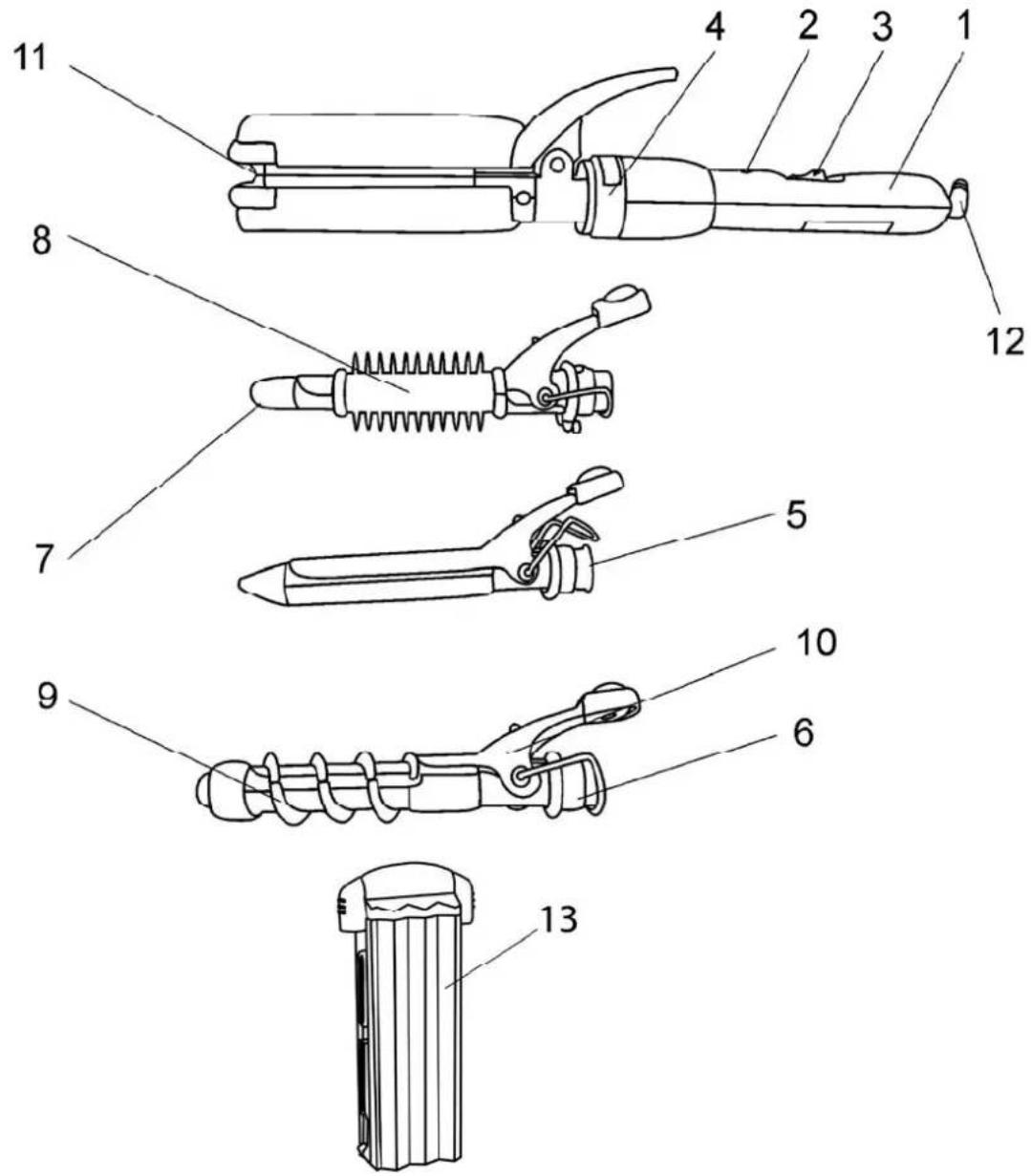Technical diagram of a hairpin with numbered parts for identification