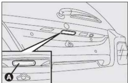 Diagram of car interior panel with labeled buttons and a highlighted section marked 'A'