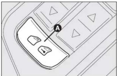Diagram of a vehicle control panel with labeled buttons and directional indicators