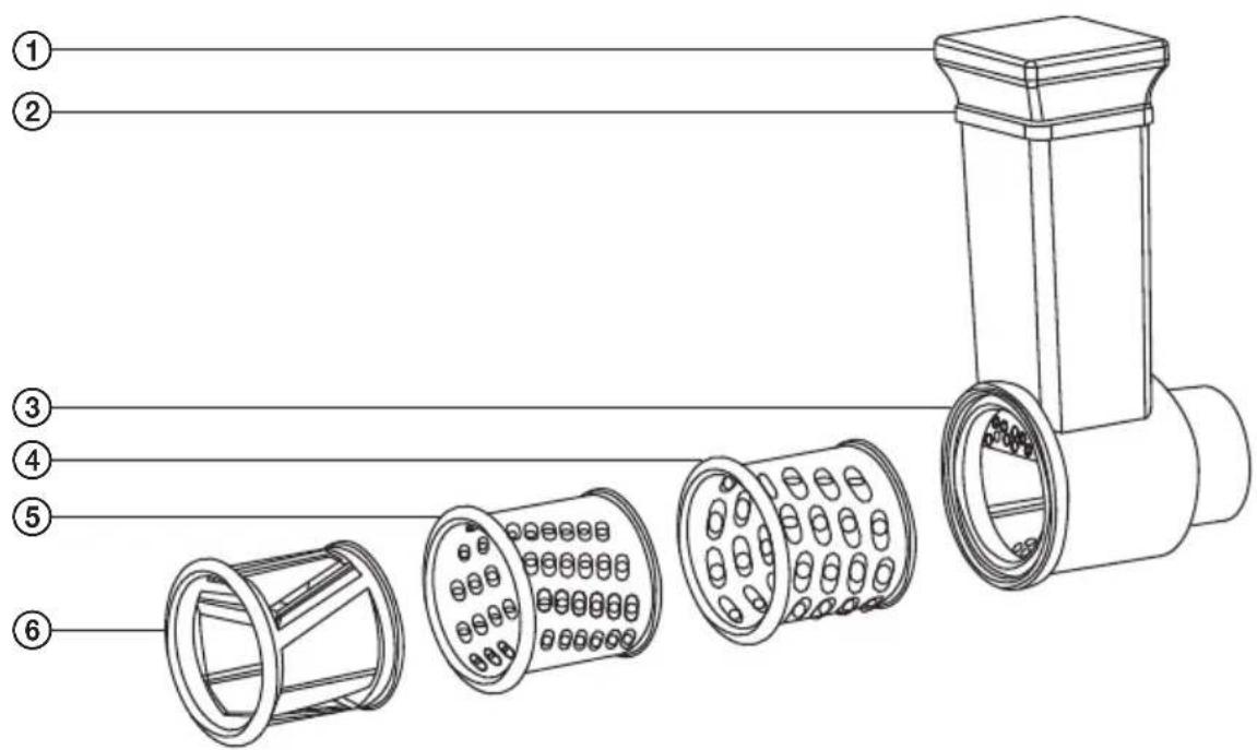 Technical diagram of a mechanical component with numbered parts for identification