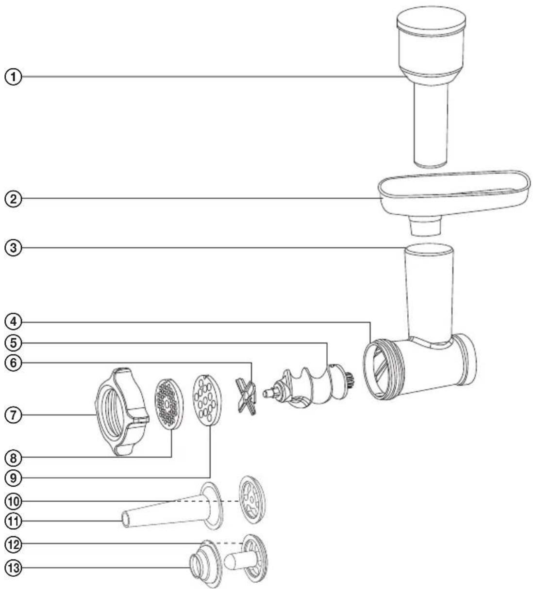 Exploded view diagram of a hairdryer with numbered parts for identification