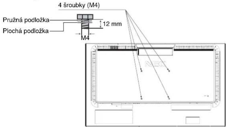4 šroubky (M4) Pružná podložka 12 mm Plochá podložka M4