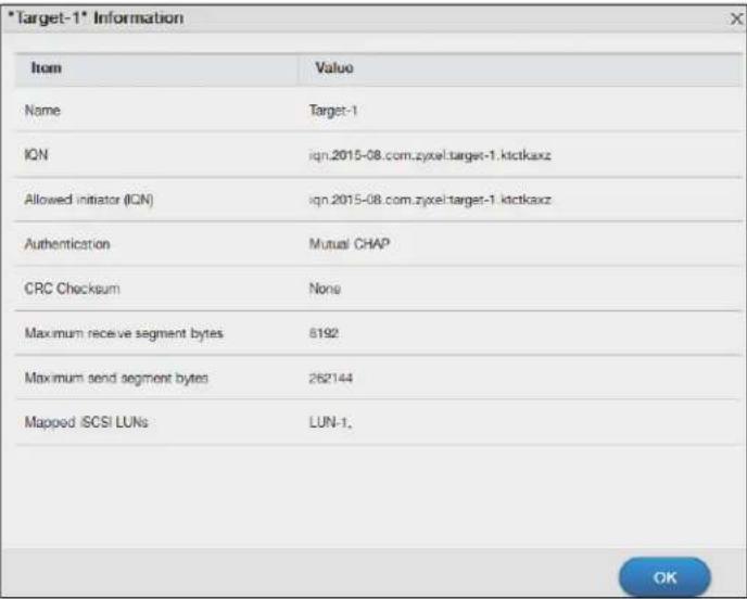 ZYXEL NAS520-4T - iSCSI Targets Screens - 3