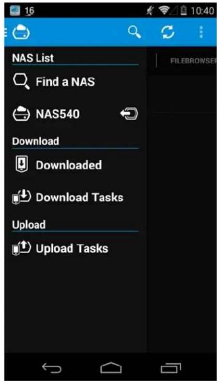 16 10:40 NAS List Find a NAS NAS540 Download Downloaded Download Tasks Upload Upload Tasks