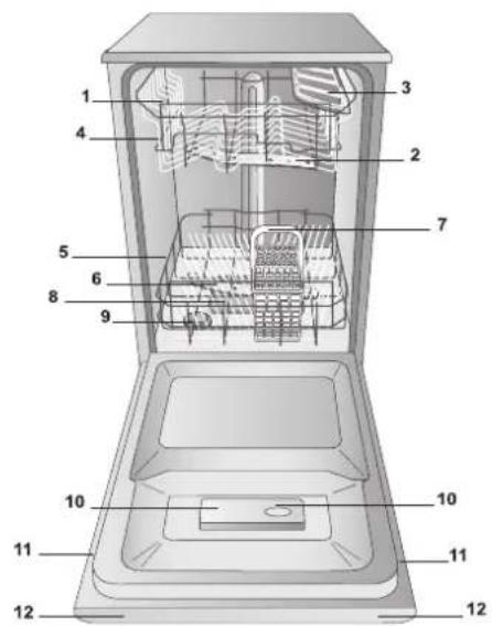 Labeled diagram of a refrigerator interior with numbered components for identification