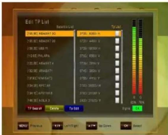 Edit TP List Balance List Tp List [105 BE] ABASAT 3G 3700/- 820V H [105 BE] ABASAT 2B 3725/- 440V V [106 BE] UBS 11 3725/- 10030V H [112 BE] PALAPA 3732/- 835V V [122 BE] ABASAT 4 3732/- 290V V [132 BE] VIBASATY 3745/- 3820V V [131BE] VIMESAT2 3755/- 441V V [134 BE] APSTAR 3780/- 5600V H [134 BE] APSTAR B 3780/- 29130V V [146 BE] AOLK 3 2430/- 3760V V TP Search Create To Edit Signs OK 82% 76%