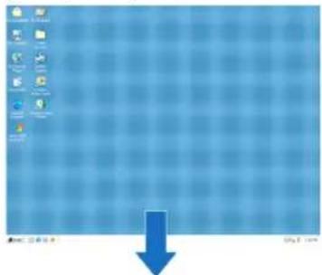 Windows desktop screenshot showing a grid with icons and a blue downward arrow, indicating a download or drop.