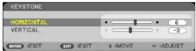KEYSTONE HORIZONTAL 6 VERTICAL -3 ENTER :EXIT EXIT :EXIT :MOVE :ADJUST