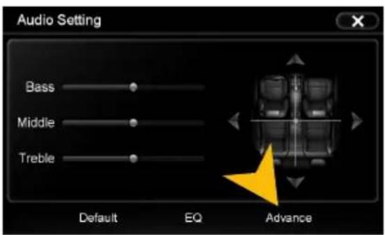 Audio Setting Bass Middle Treble Default EQ Advance