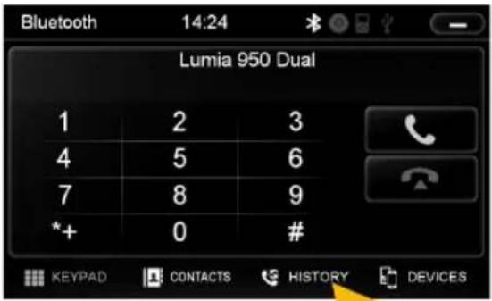 Bluetooth 14:24 Lumia 950 Dual 1 2 3 4 5 6 7 8 9 *+ 0 # KEYPAD CONTACTS HISTORY DEVICES