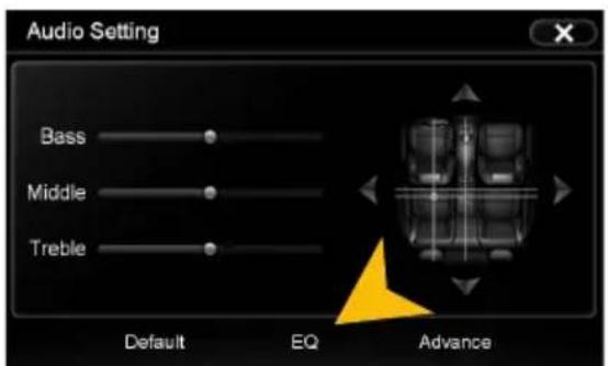 Audio Setting Bass Middle Treble Default EQ Advance