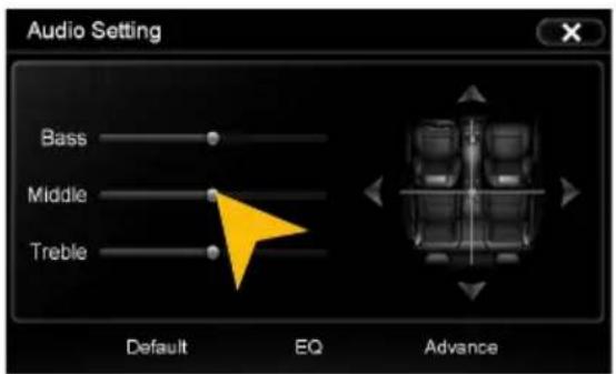 Audio Setting Bass Middle Treble Default EQ Advance