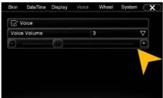 Skin Date/Time Display Voice Wheel System ✓ Voice Voice Volume 3 - +
