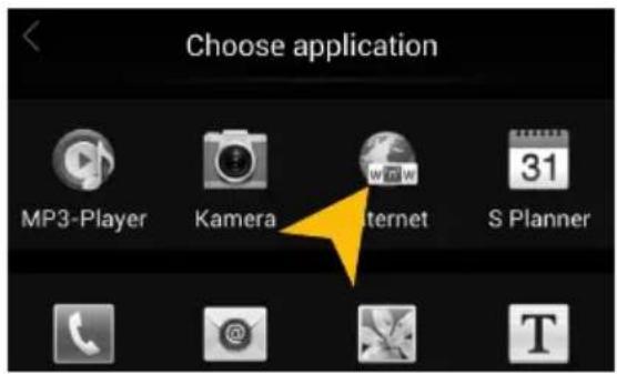 Choose application MP3-Player Kamera Internet S Planner