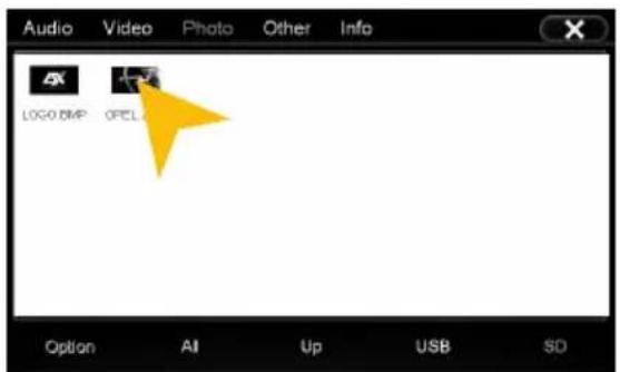 Audio Video Photo Other Info LOGO BMP OPEL Option AI Up USB SD