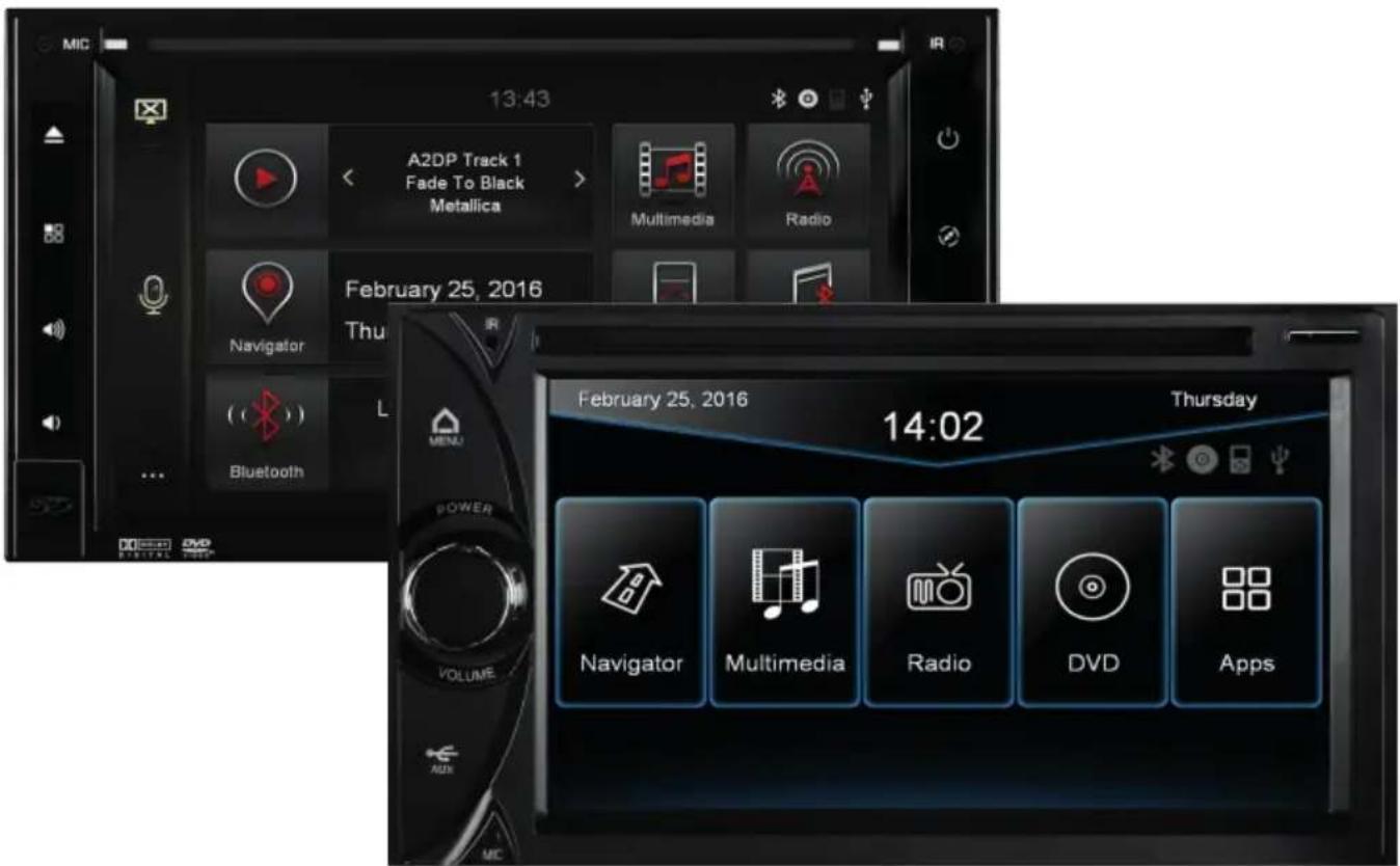MIC 13:43 A2DP Track 1 Fade To Black Metallica Multimedia Radio February 25, 2016 Navigator Thu Bluetooth February 25, 2016 14:02 Thursday Navigator Multimedia Radio DVD Apps