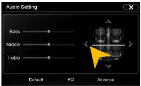 Audio Setting Bass Middle Treble Default EQ Advance