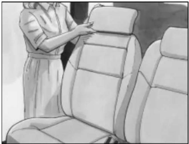 Illustration of a person adjusting a car seat frame (no text or symbols visible)