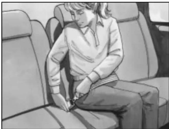 Illustration of a person sitting on a vehicle seat, wearing a shirt and pants (no text or symbols visible)