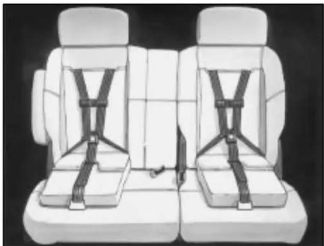 Interior view of a car seat with two rear seats and two horizontal arm straps (no text or symbols visible)