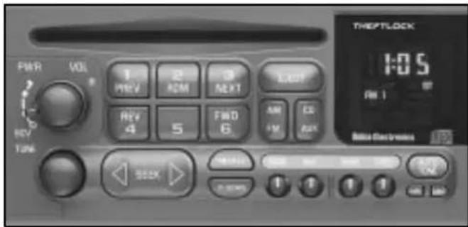 THOPTLOCK 1:05 RW 1 Bolus Electronics PWR VOL 1 PREV 2 ADM 3 NEXT LAST REV 4 5 FIND 6 AM AM CE RUK TURS SICK