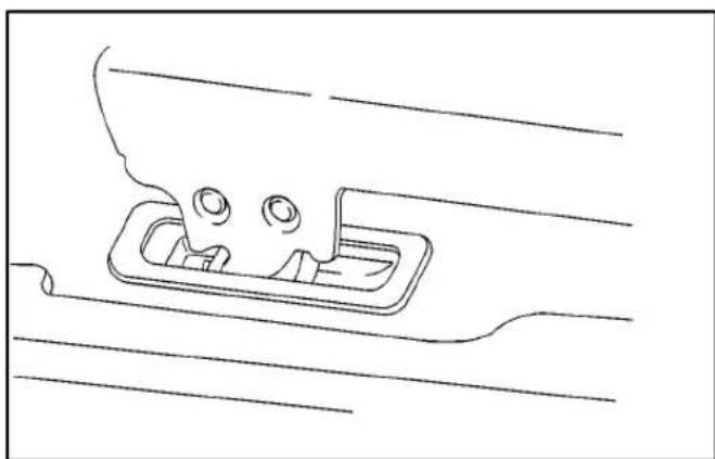 Line drawing of a mechanical component with three circular holes and a rectangular housing (no text or symbols)
