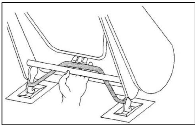 Line drawing of a mechanical assembly with hands operating a lever (no text or symbols)