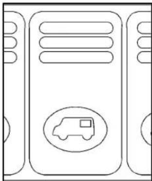Line drawing of a server with a car icon on the front panel (no text or symbols)