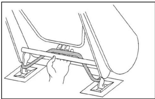Line drawing of a mechanical assembly with hands operating a lever (no text or symbols)