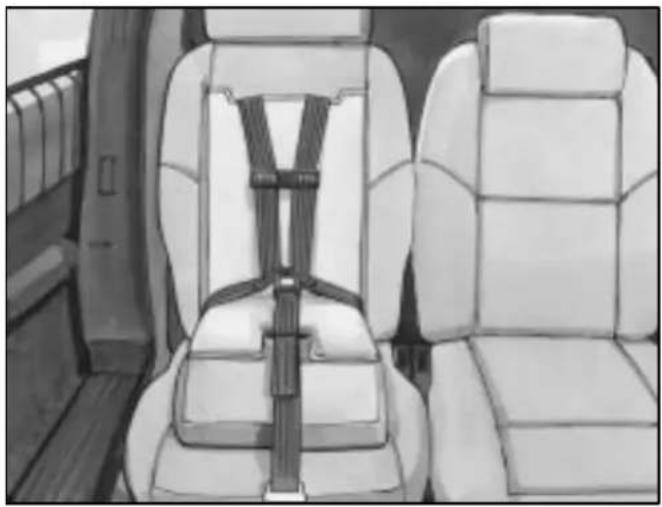 Interior view of a car seat with visible seatbelt and backrest (no text or symbols)