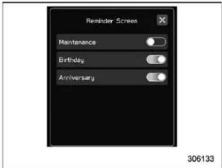Reminder Screen Maintenance Birthday Anniversary