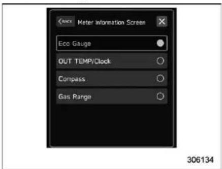 Mater Information Screen Eco Gauge OUT TEMP/Clock Compass Gas Range 306134