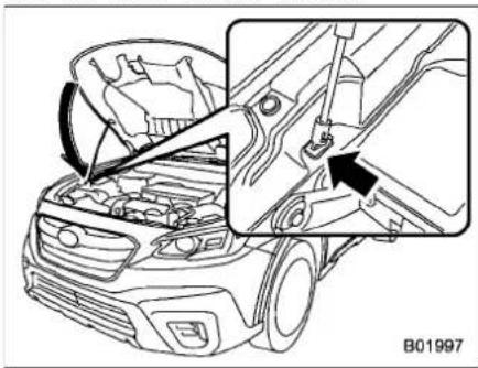 SUBARU Legacy (2003) - To open the hood: - 3
