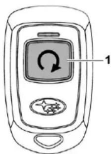 Diagram of a mobile phone with labeled button and circular icon, marked with number 1