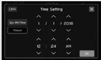 Time Setting Sync With Phone Manual 1 / 1 / 2018 12 : 24 AM OK