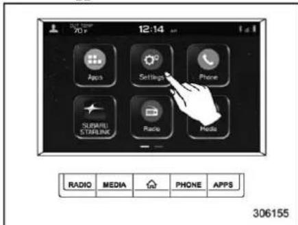 12:14 Apps Settings Phone SUBARU STARLINK Radio Media RADIO MEDIA PHONE APPS 306155