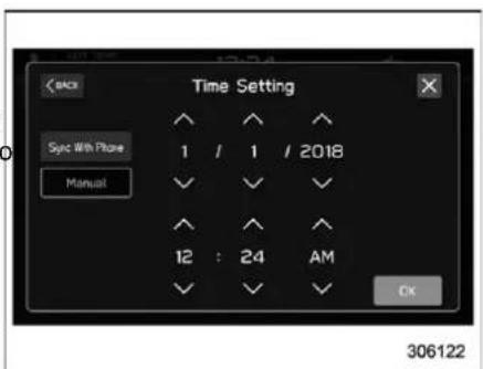 Time Setting Sync With Phone 1 / 1 / 2018 Manual 12 : 24 AM CX 306122