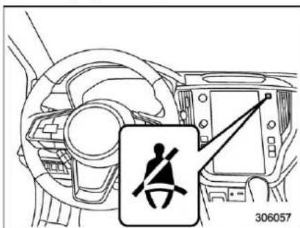 Diagram showing car interior with steering wheel and warning symbol, labeled 306057