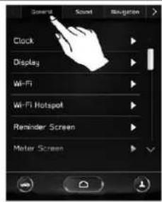 General Sound Navigation Clock Display Wi-Fi Wi-Fi Hotspot Reminder Screen Meter Screen