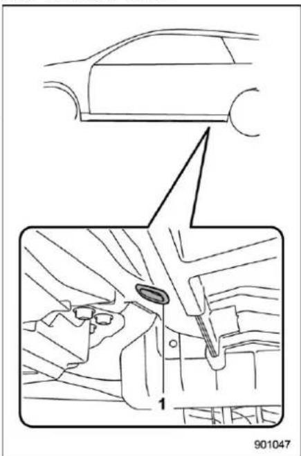 Technical diagram showing car interior and mechanical assembly with labeled components
