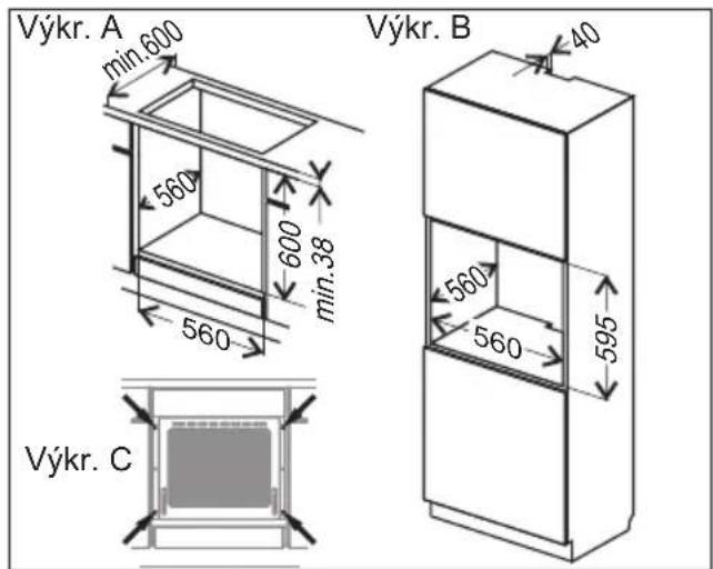 Výkr. A min.600 560 600 min.38 560 Výkr. B 40 560 560 595 Výkr. C