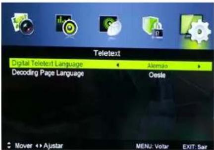 Teletext Digital Teletert Language Decoding Page Language Alemao Oeste Mover ↪ Ajustar MENU: Voltar EXIT: Sar