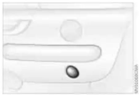 Close-up of a white electronic device handle with a metallic knob (no visible text or symbols)