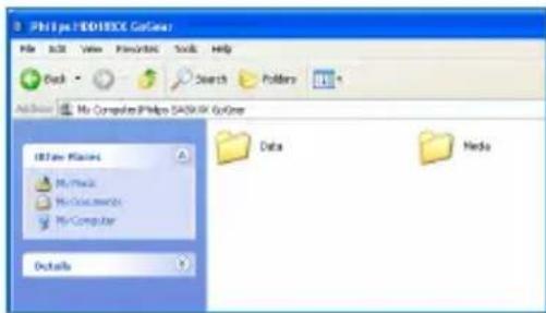 Philips XRD1800 GoCore File Edit View Favorites Tools Help Back Search Portless My Computer\Phips\DATA\GoCore STev Planes My Files My Documents My Computer Details Data Media