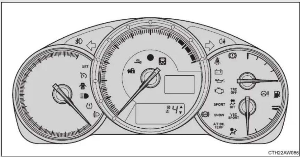 SET TRC OFF SPORT OFF SNOW VSC SPORT A/T OL TEMP CTH22AW086